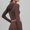 Bluza z kapturem Sway z zamkiem na całej długości – kolor Brownstone