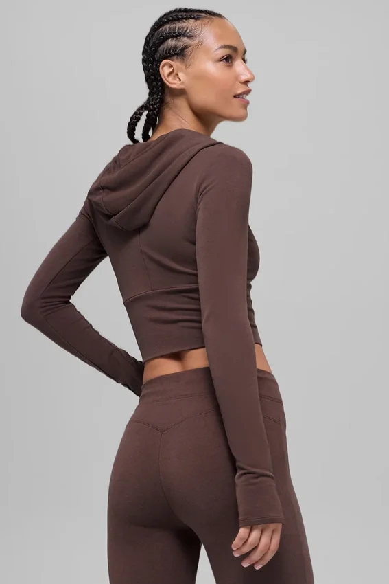 Bluza z kapturem Sway z zamkiem na całej długości – kolor Brownstone