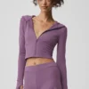 Bluza z kapturem Sway z zamkiem na całej długości – Plum Kiss