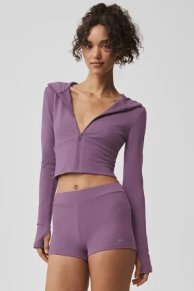 Bluza z kapturem Sway z zamkiem na całej długości – Plum Kiss