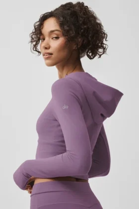 Bluza z kapturem Sway z zamkiem na całej długości – Plum Kiss