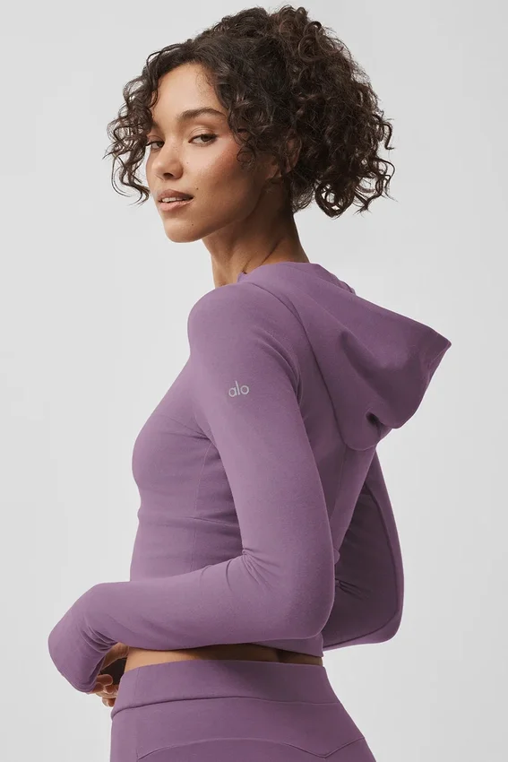Bluza z kapturem Sway z zamkiem na całej długości – Plum Kiss