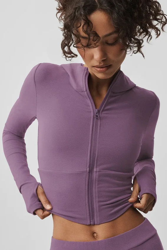 Bluza z kapturem Sway z zamkiem na całej długości – Plum Kiss
