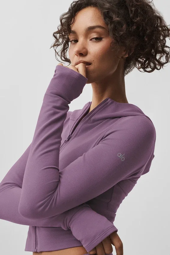 Bluza z kapturem Sway z zamkiem na całej długości – Plum Kiss