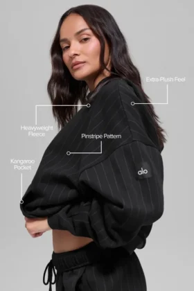 Bluza z kapturem w prążki – czarne prążki