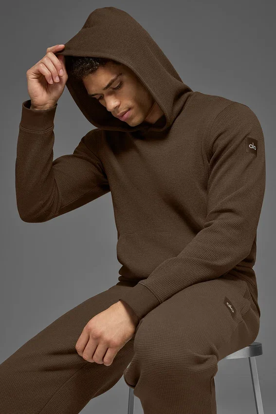 Bluza z kapturem Waffle Lounge – Espresso