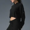Bluza z kapturem „Winter Bliss” z dzianiny warkoczowej – czarna