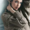 Bluza z kapturem Winter Bliss z dzianiny warkoczowej – jasny kolor kakao