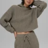 Bluza z kapturem Winter Bliss z dzianiny warkoczowej – jasny kolor kakao