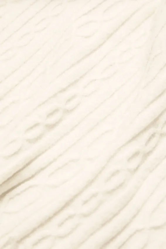 Bluza z kapturem „Winter Bliss” z dzianiny warkoczowej – kolor kości słoniowej