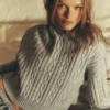 Bluza z kapturem „Winter Bliss” z dzianiny warkoczowej – szary melanż