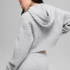 Bluza z kapturem „Winter Bliss” z dzianiny warkoczowej – szary melanż