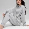Bluza z kapturem „Winter Bliss” z dzianiny warkoczowej – szary melanż