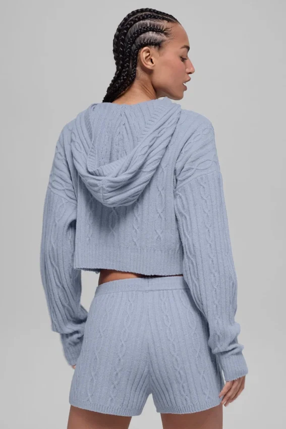 Bluza z kapturem „Winter Bliss” z dzianiny warkoczowej – Winter Frost