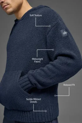Bluza z kapturem z dzianiny o fakturze – Navy