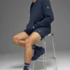 Bluza z kapturem z dzianiny o fakturze – Navy