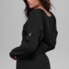 Bluza z kapturem z kaszmirowego pluszu o fakturze waflowej, zapinana na zamek błyskawiczny – Black