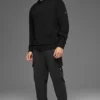 Bluza z kapturem z teksturowanej dzianiny – Black