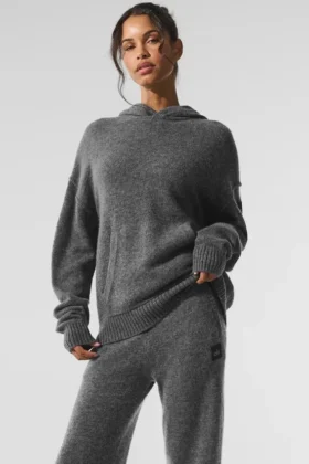 Bluza z kapturem z wełny i kaszmiru z serii New Class – Platinum Grey