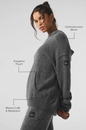 Bluza z kapturem z wełny i kaszmiru z serii New Class – Platinum Grey