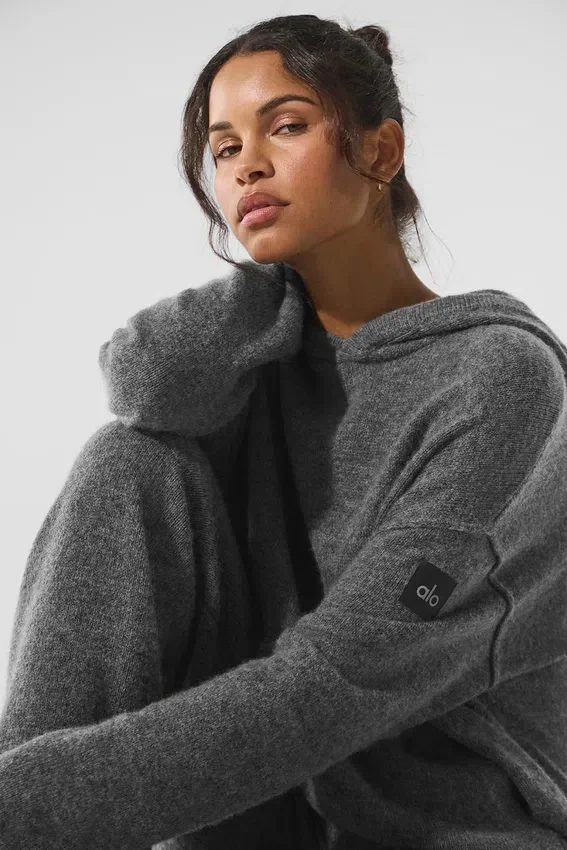 Bluza z kapturem z wełny i kaszmiru z serii New Class – Platinum Grey