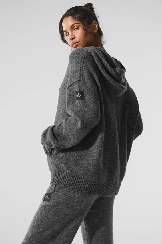 Bluza z kapturem z wełny i kaszmiru z serii New Class – Platinum Grey
