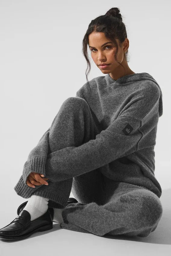 Bluza z kapturem z wełny i kaszmiru z serii New Class – Platinum Grey