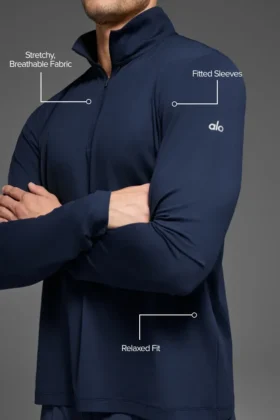 Bluzka z długim rękawem Conquer 1/4 Zip Reform – granatowa