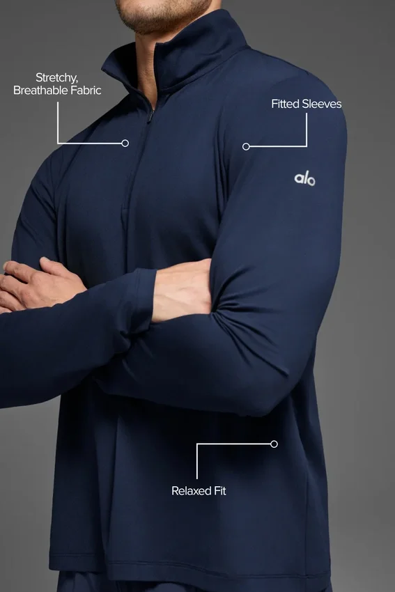 Bluzka z długim rękawem Conquer 1/4 Zip Reform – granatowa