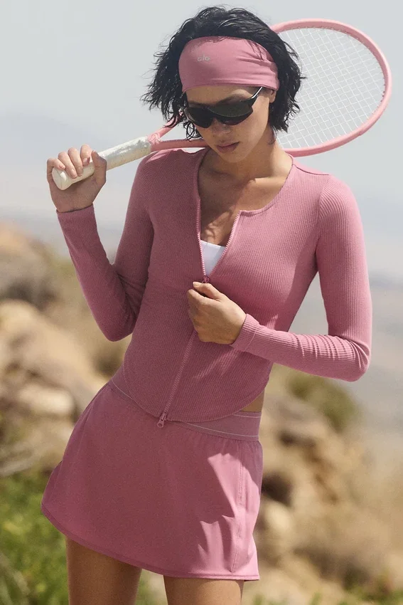 Bluzka z długim rękawem „Ribbed Stardust” – różowa „Wild Rose”