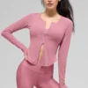 Bluzka z długim rękawem „Ribbed Stardust” – różowa „Wild Rose”