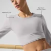 Bluzka z długim rękawem Washed Alosoft Crop Finesse – kolor Grey Sky Wash