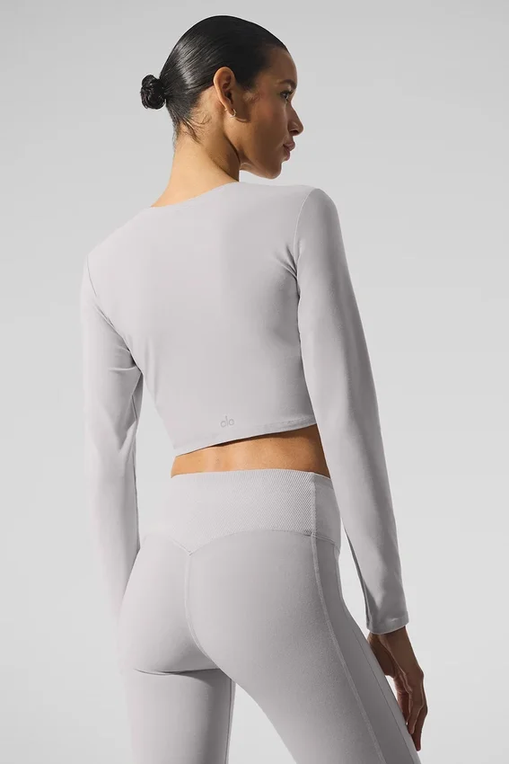 Bluzka z długim rękawem Washed Alosoft Crop Finesse – kolor Grey Sky Wash