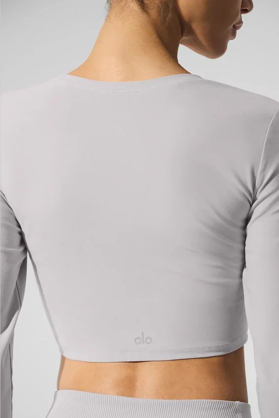 Bluzka z długim rękawem Washed Alosoft Crop Finesse – kolor Grey Sky Wash