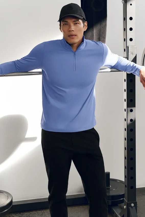 Conquer 1/4 Zip Reform z długim rękawem – niebieski prowansalski