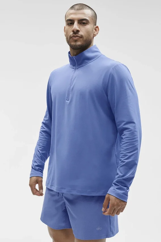 Conquer 1/4 Zip Reform z długim rękawem – niebieski prowansalski