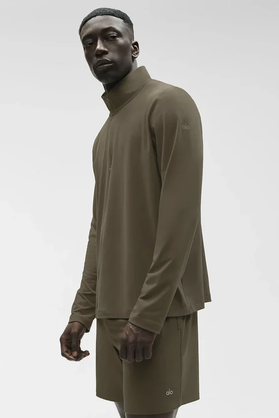 Conquer 1/4 Zip Reform z długim rękawem – oliwkowy