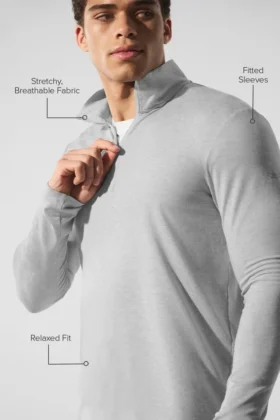 Conquer Reform z zamkiem 1/4 i długim rękawem – szary Athletic Heather
