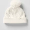Czapka zimowa Winter Bliss z dzianiny warkoczowej – kolor kości słoniowej