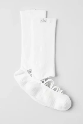 Damskie skarpetki z paskami Siren Grip – białe