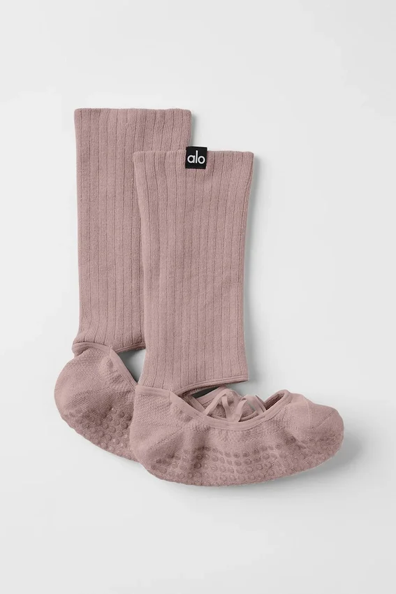 Damskie skarpetki z paskami Siren Grip – kolor taupe