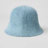 Dżinsowa czapka typu cloche z dzianiny – niebieski niebiański/ciemny niebieski niebiański