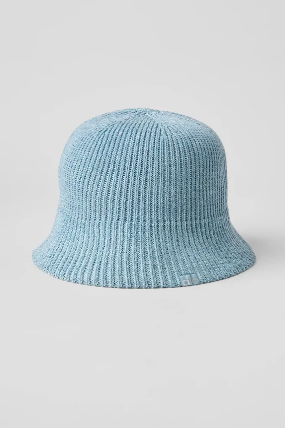 Dżinsowa czapka typu cloche z dzianiny – niebieski niebiański/ciemny niebieski niebiański