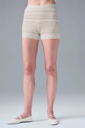 Dżinsowe High-Waist szorty Sport Play – kolor kości słoniowej/alabaster