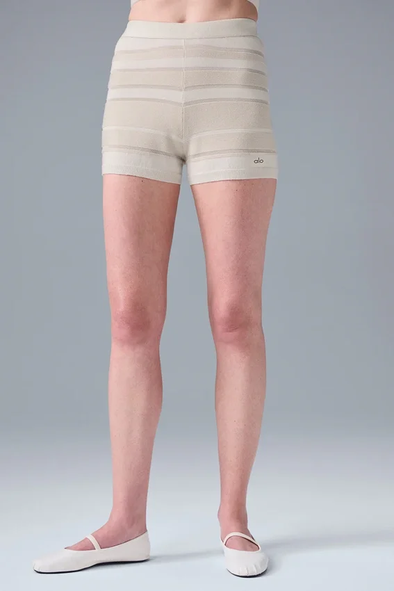 Dżinsowe High-Waist szorty Sport Play – kolor kości słoniowej/alabaster