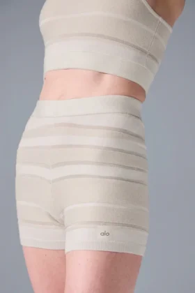 Dżinsowe High-Waist szorty Sport Play – kolor kości słoniowej/alabaster