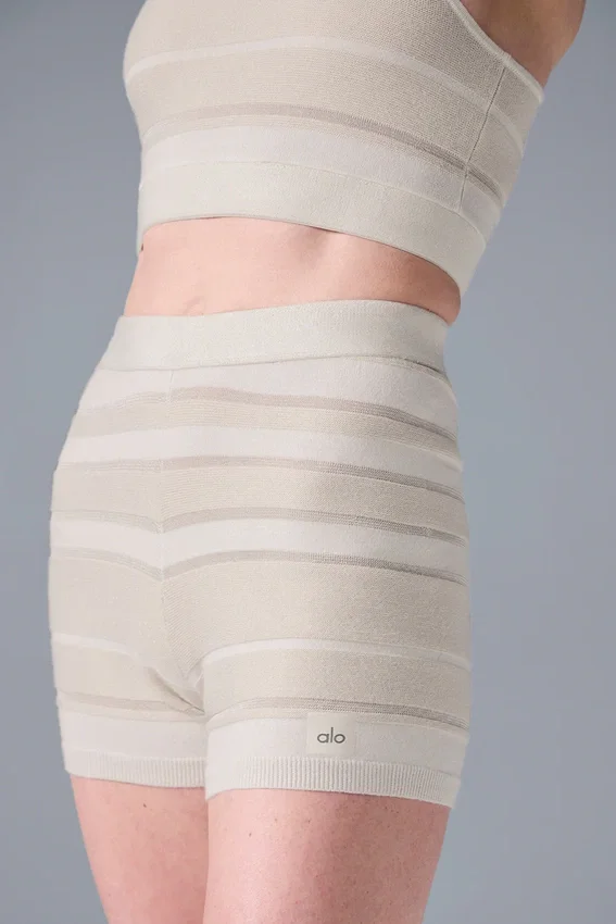 Dżinsowe High-Waist szorty Sport Play – kolor kości słoniowej/alabaster