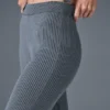 Dżinsowe spodnie z dzianiny High-Waist z rozszerzanymi nogawkami – stalowy szary/antracyt