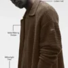 Długa bluza z guzikami z dzianiny typu shift – kolor espresso