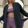 Długi płaszcz wełniany „City Girl” z podwójną stroną – czarny